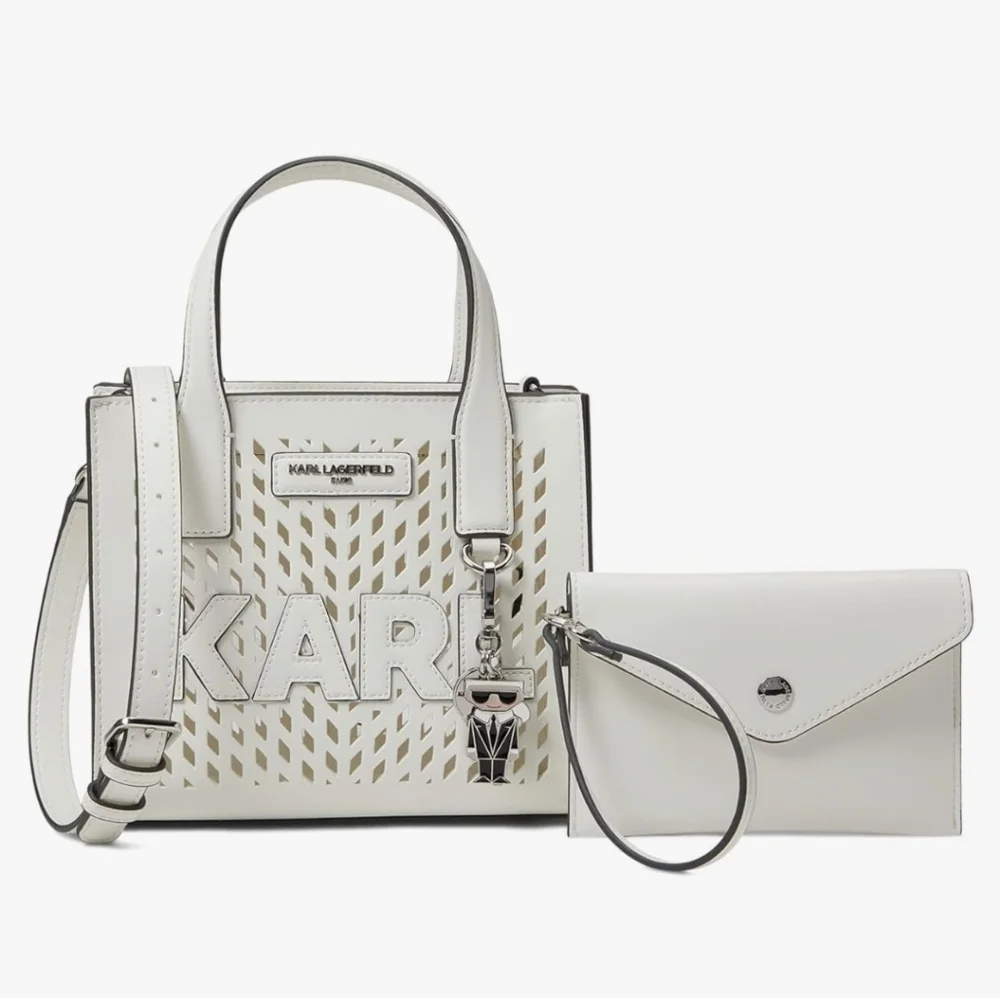 🔹️RARE🔹️✨️🤍 Karl Lagerfeld Nauveau small faux leather satchel tote bag ✨️🤍